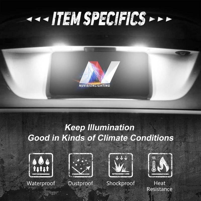 NUVISION LIGHTING Pair of LED License Plate Lights Compatible with 12-15 Civic / 07-16 CR-V / 10-15 Accord Crosstour / 09-11 Element, 34102SLNA01 34101S60013, NVL-LPL-001 - Image 2